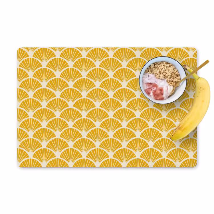 Waaiers - Art Deco - Retro - Okergeel Placemat vinyl groot 368 -zzzproduct_Kitchenyeah-website