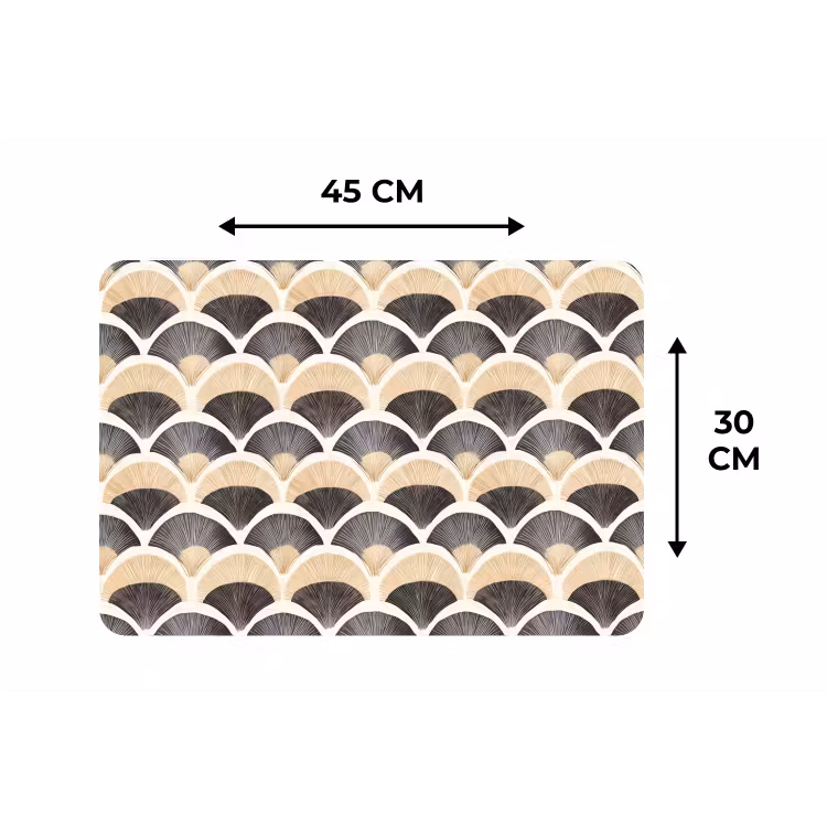 Waaier - Patroon - Zwart - Beige Placemat vinyl groot 368 -specs