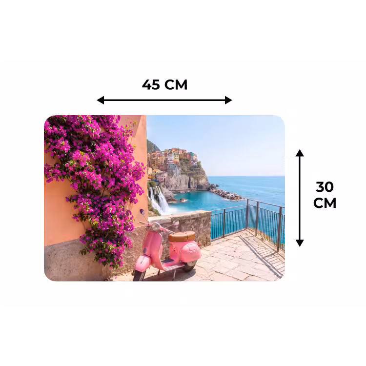 Voertuig - Roze - Kust - Zomer - Reizen Placemat vinyl groot -specs