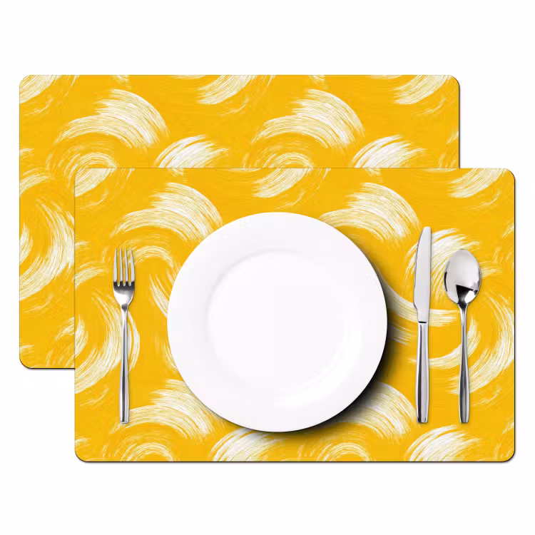 Verfstreken - Abstract - Dynamisch - Geel Placemat vinyl groot 368 -zzsfeer2_Kitchenyeah-website