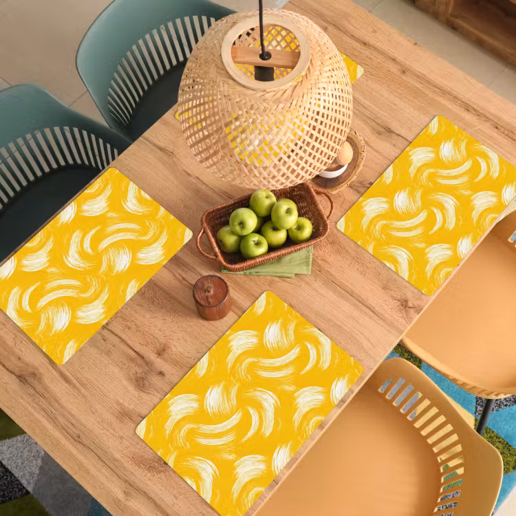 Verfstreken - Abstract - Dynamisch - Geel Placemat vinyl groot 368 -zzsfeer5_Kitchenyeah-website