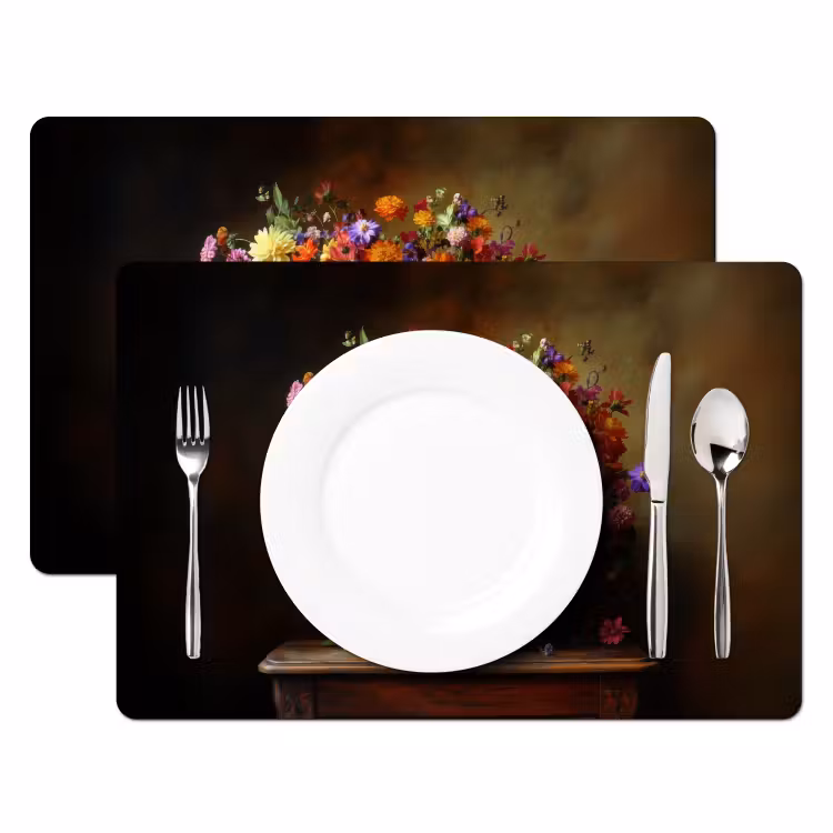 Kleur - Bloemen - Vintage - Bloemenvaas Placemat vinyl groot -zzsfeer2_Kitchenyeah-website