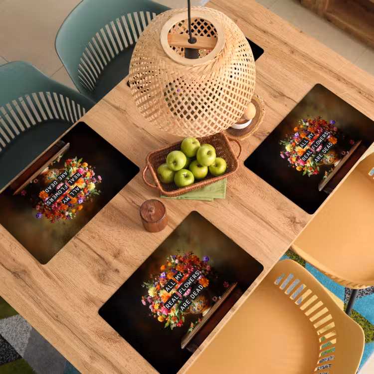 Kleur - Bloemen - Vintage - Bloemenvaas Placemat vinyl groot -zzsfeer5_Kitchenyeah-website