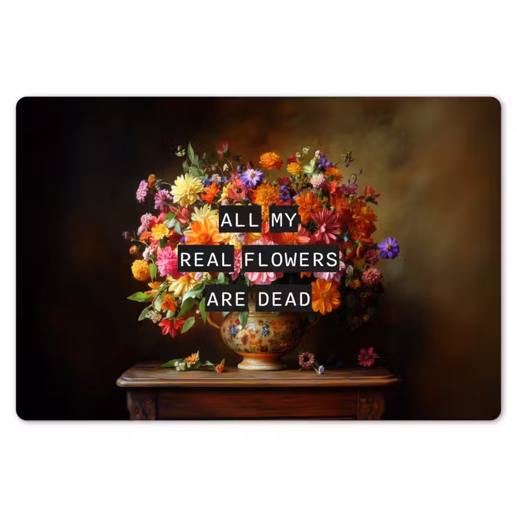 Kleur - Bloemen - Vintage - Bloemenvaas Placemat vinyl groot -zzsfeer1_Kitchenyeah-website