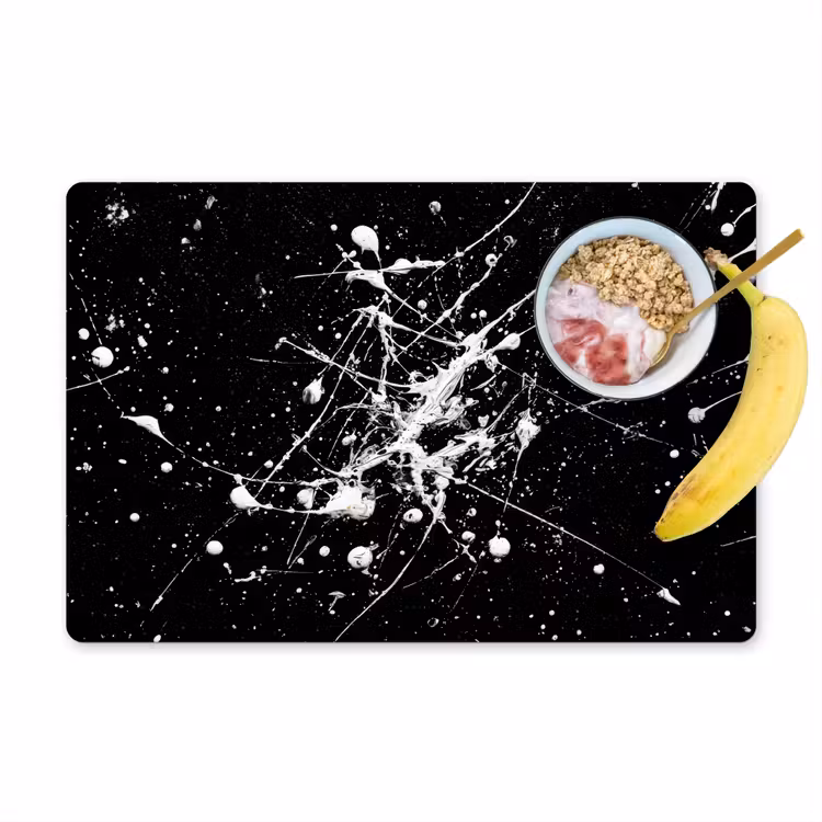 Verfspatten - Wit - Abstract - Explosie Placemat vinyl groot -zzzproduct_Kitchenyeah-website
