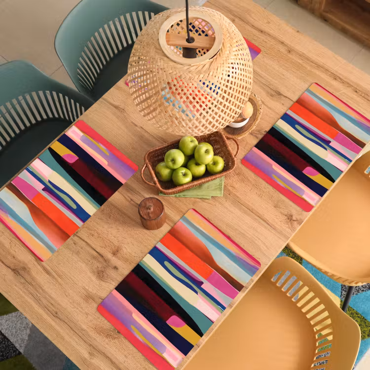 Kleurbanen - Verticaal - Kleurrijk Placemat vinyl groot -zzsfeer5_Kitchenyeah-website