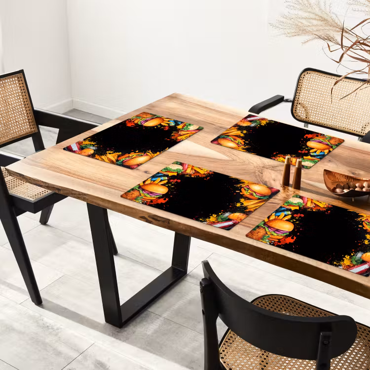 Fastfood - Graffiti - Hamburger - Eten - Modern Placemat vinyl groot -zzsfeer4_Kitchenyeah-website