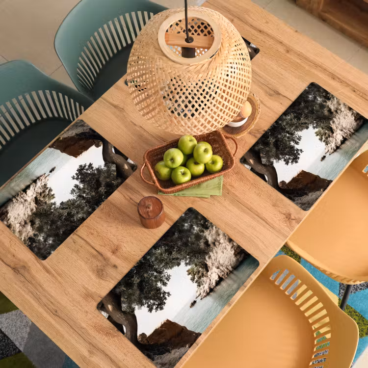 Rotsen - Zee - Boom - Groen Placemat vinyl groot -zzsfeer5_Kitchenyeah-website