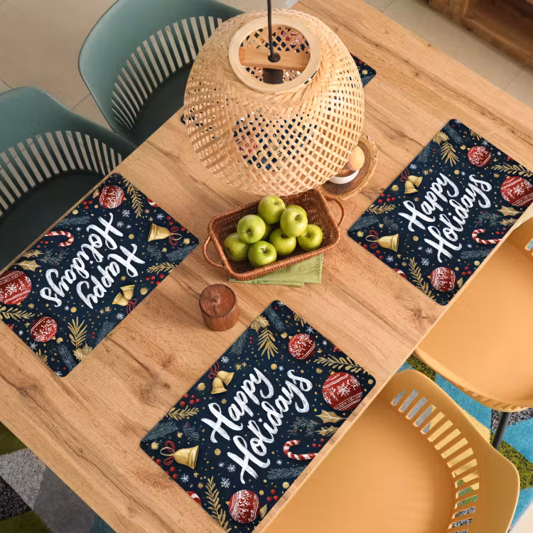 Feestelijk - Kerstgroet - Kleurrijk Placemat vinyl groot -zzsfeer5_Kitchenyeah-website