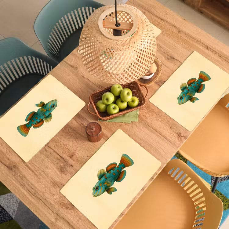 Vis - Blauw - Stippen - Schubben Placemat vinyl groot -zzsfeer5_Kitchenyeah-website