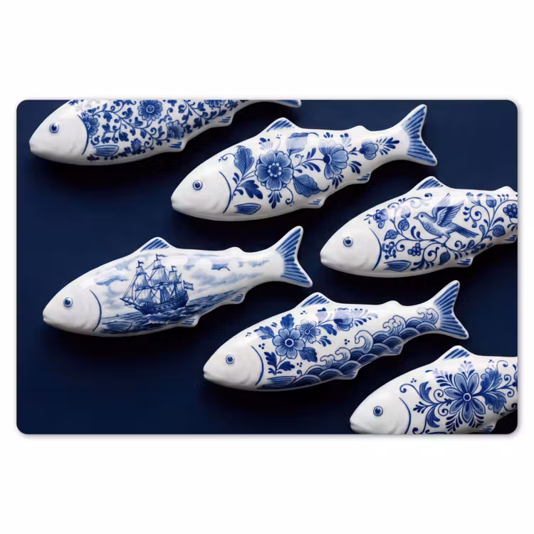 Vissen - Delfts - Blauw - Keramiek Placemat vinyl groot -zzsfeer1_Kitchenyeah-website