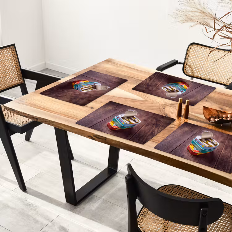 Tischset - 6 Stück - Fisch – Dosen – Küche - Vis - Blikjes - Keuken Placemat vinyl groot