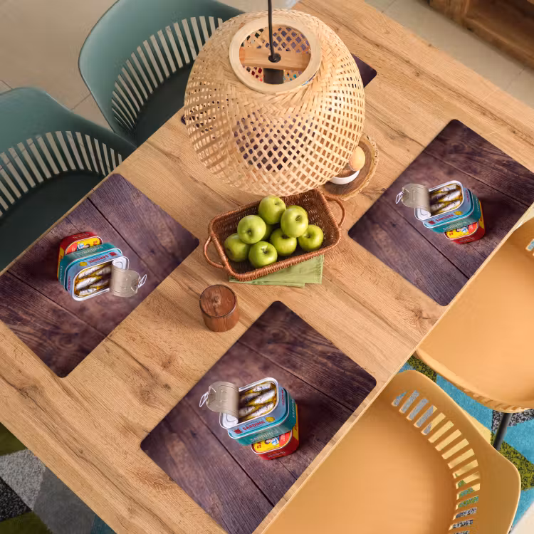 Tischset - 6 Stück - Fisch – Dosen – Küche - Vis - Blikjes - Keuken Placemat vinyl groot
