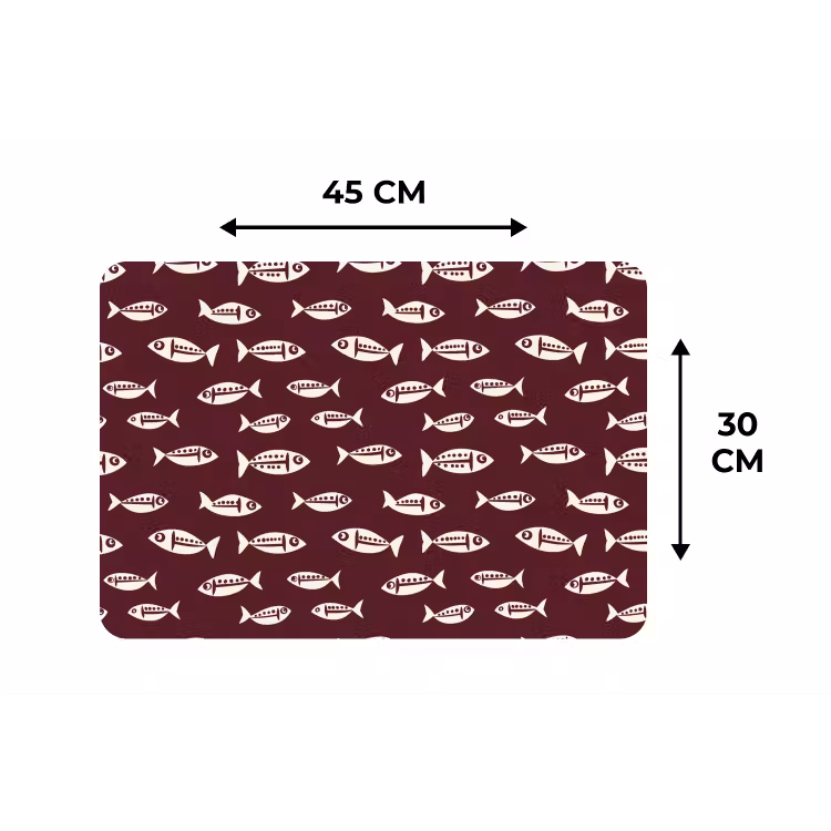 Vissen - Grafisch - Patroon - Donker Placemat vinyl groot 368 -specs