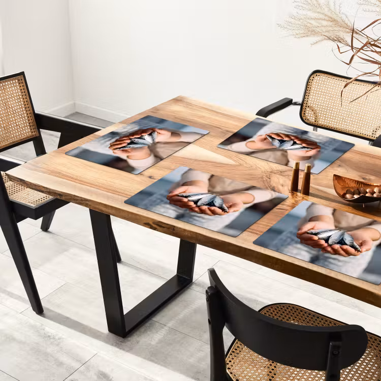 Tischset - 6 Stück - Fisch – Hände – Natur - Vis - Handen - Natuur Placemat vinyl groot