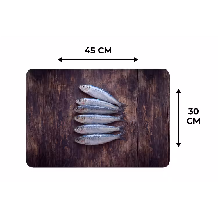 Tischset - 6 Stück - Fisch – Holz – Essen - Vis - Hout - Eten Placemat vinyl groot