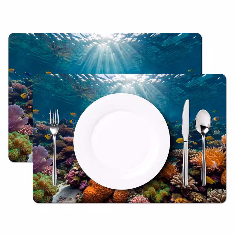 Vis - Koraal - Oceaan - Natuur - Kleurrijk Placemat vinyl groot -zzsfeer2_Kitchenyeah-website