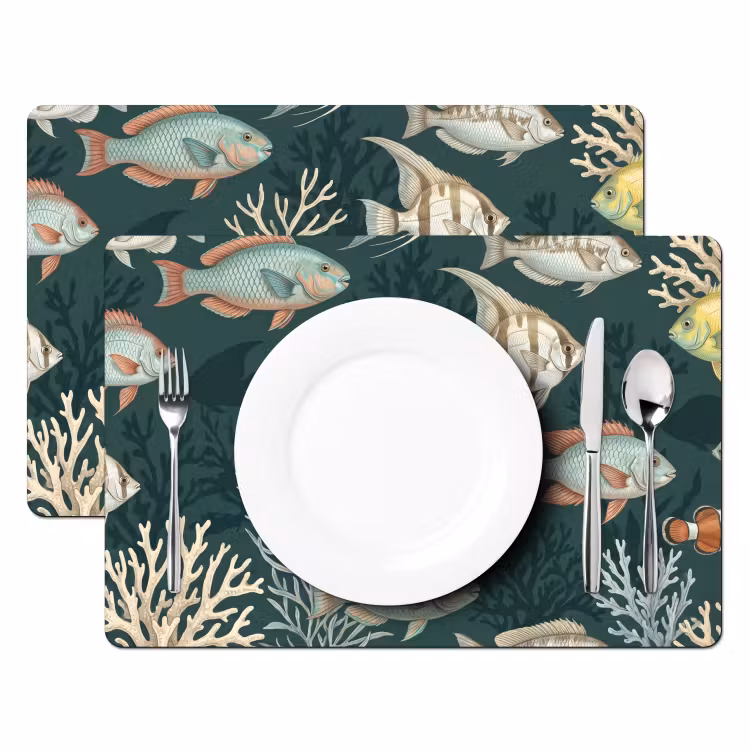 Vis - Koraal - Onderwater - Illustratie Placemat vinyl groot -zzsfeer2_Kitchenyeah-website