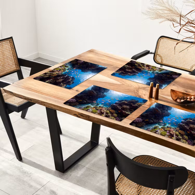Vis - Koraalrif - Onderwater - Levendig - Blauw Placemat vinyl groot -zzsfeer4_Kitchenyeah-website