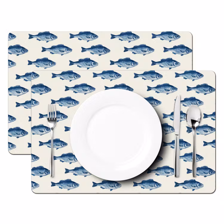 Vis - Patroon - Blauw Placemat vinyl groot 368 -zzsfeer2_Kitchenyeah-website
