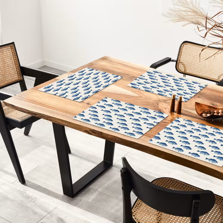 Vis - Patroon - Blauw Placemat vinyl groot 368 -zzsfeer4_Kitchenyeah-website