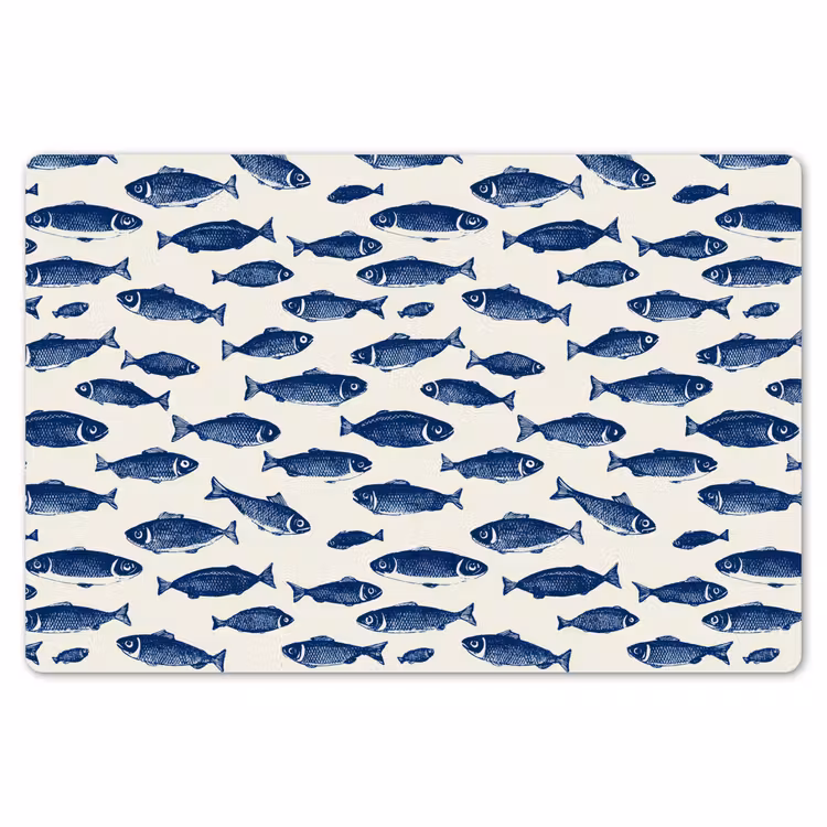 Vissen - Patroon - Blauw - Wit Placemat vinyl groot 368 -zzsfeer1_Kitchenyeah-website