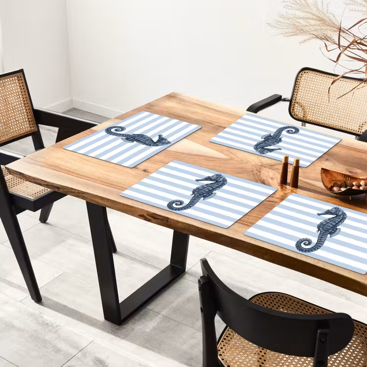 Vis - Oceaan - Illustratie - Blauw - Strepen Placemat vinyl groot -zzsfeer4_Kitchenyeah-website