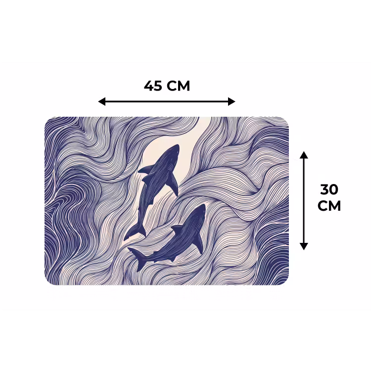 Vis - Oceaan - Lijntekening - Blauw - Dieren Placemat vinyl groot -specs