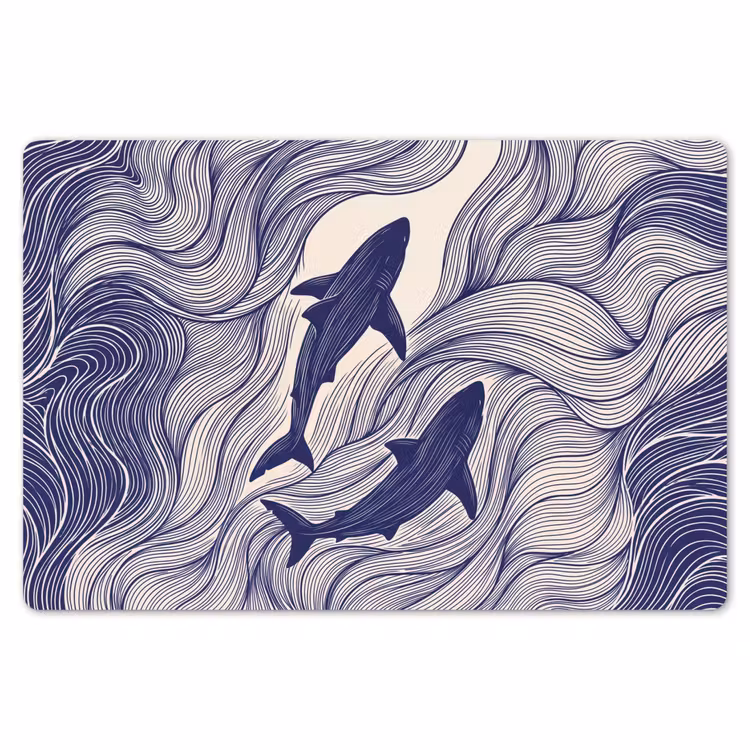 Vis - Oceaan - Lijntekening - Blauw - Dieren Placemat vinyl groot -zzsfeer1_Kitchenyeah-website