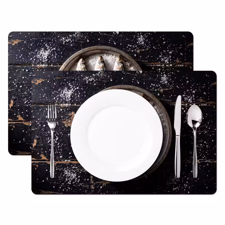 Tischset - 6 Stück - Fisch – Salz – Essen - Vis - Zout - Eten Placemat vinyl groot