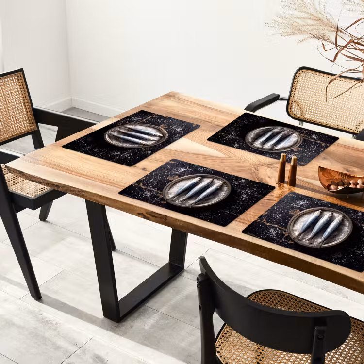 Tischset - 6 Stück - Fisch – Salz – Essen - Vis - Zout - Eten Placemat vinyl groot