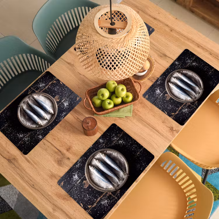 Tischset - 6 Stück - Fisch – Salz – Essen - Vis - Zout - Eten Placemat vinyl groot