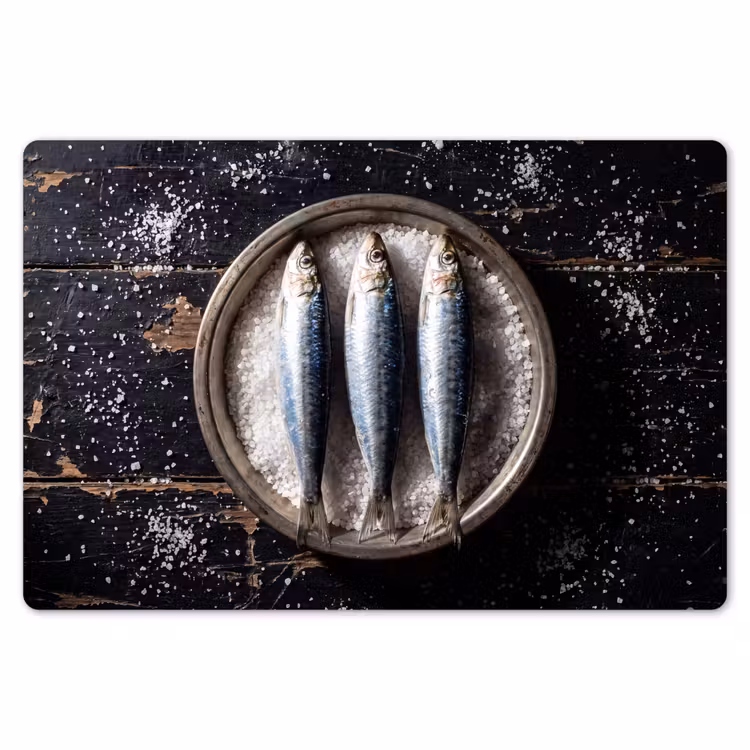 Tischset - 6 Stück - Fisch – Salz – Essen - Vis - Zout - Eten Placemat vinyl groot