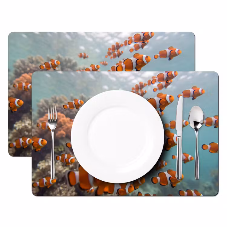 Vis - School - Onderwater - Dieren - Oranje Placemat vinyl groot -zzsfeer2_Kitchenyeah-website