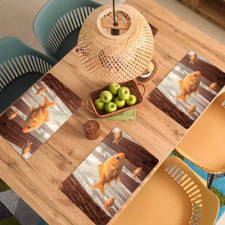 Tischset - 6 Stück - Fisch – Wald – Fantasie - Vis - Bos - Fantasie Placemat vinyl groot