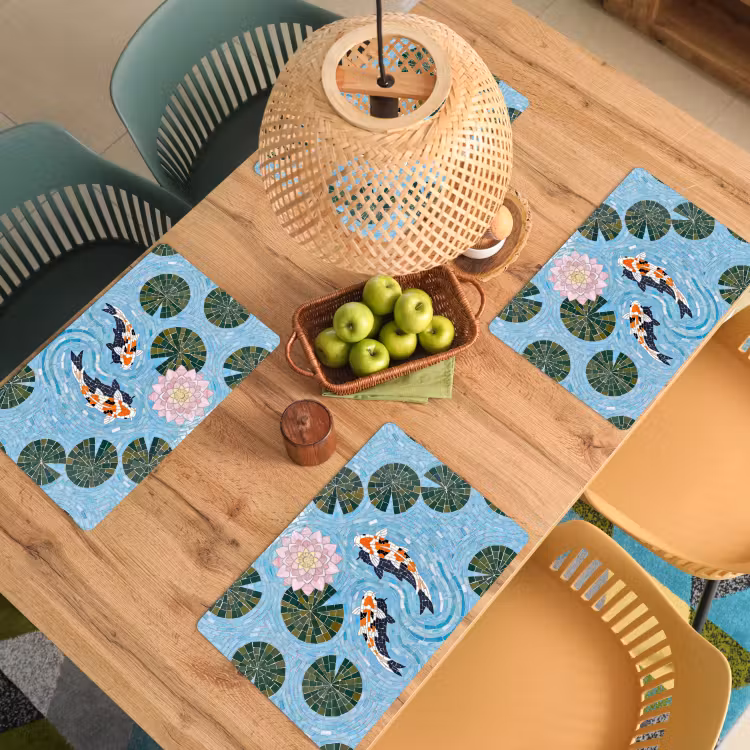 Vis - Water - Natuur - Mozaïek - Blauw Placemat vinyl groot -zzsfeer5_Kitchenyeah-website