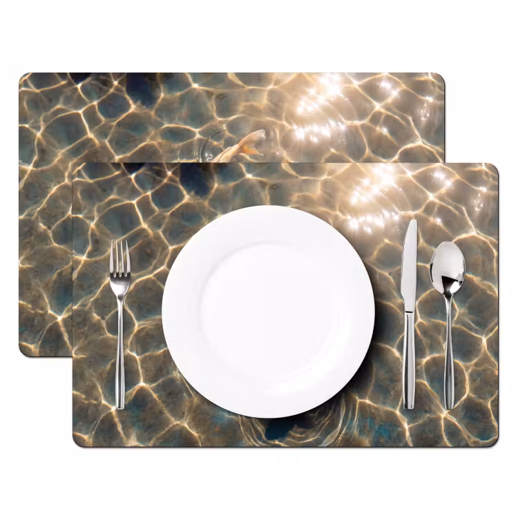 Vis - Water - Dieren - Oranje - Goud Placemat vinyl groot -zzsfeer2_Kitchenyeah-website