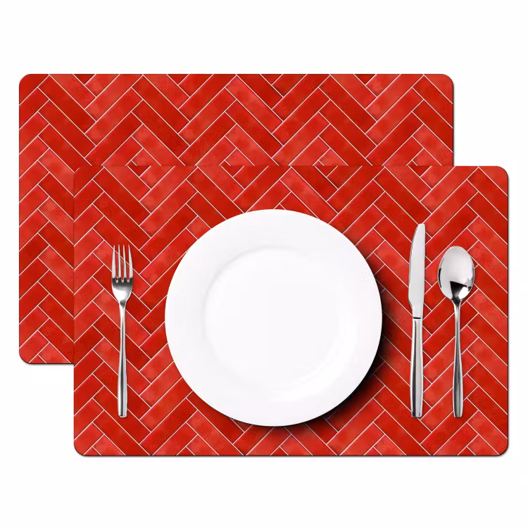 Visgraat - Tegel - Rood Placemat vinyl groot 368 -zzsfeer2_Kitchenyeah-website