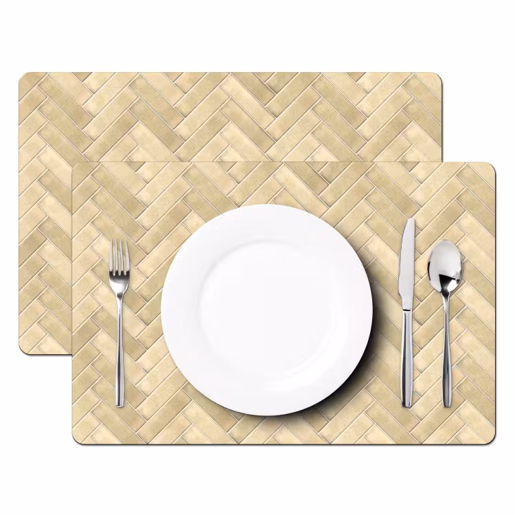 Visgraat - Tegel - Zand Placemat vinyl groot 368 -zzsfeer2_Kitchenyeah-website