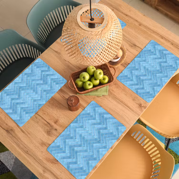 Visgraat - Wandtegel - Lichtblauw Placemat vinyl groot 368 -zzsfeer5_Kitchenyeah-website
