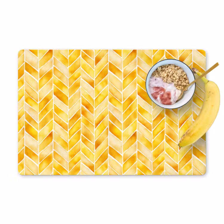 Visgraat - Aquarel - Patronen - Goudgeel Placemat vinyl groot 368 -zzzproduct_Kitchenyeah-website