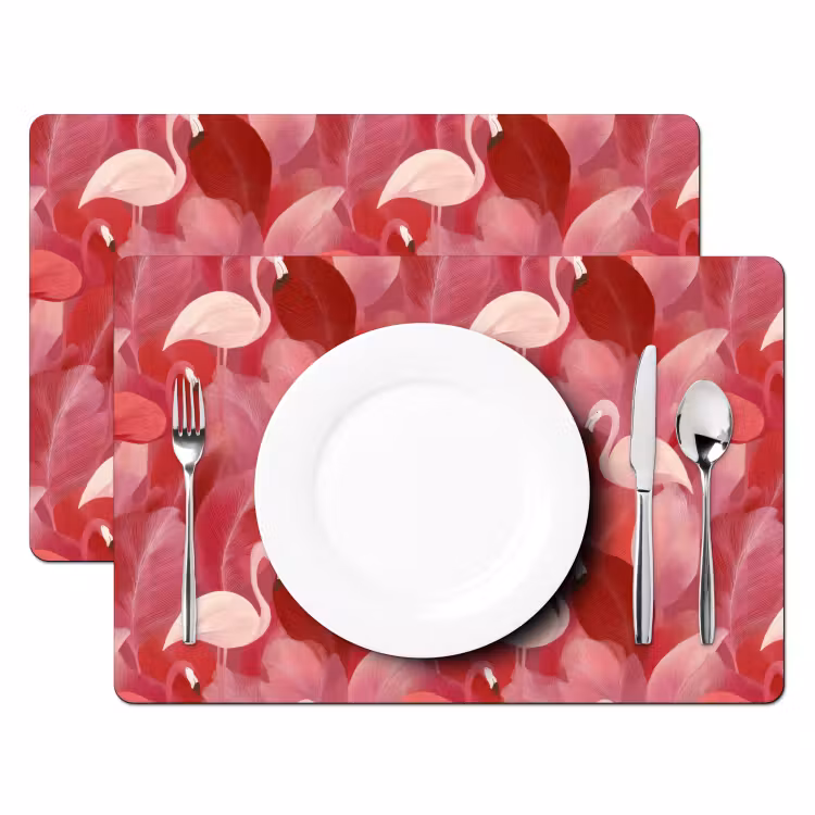 Flamingo - Botanisch - Elegant - Roze - Rood Placemat vinyl groot 368 -zzsfeer2_Kitchenyeah-website