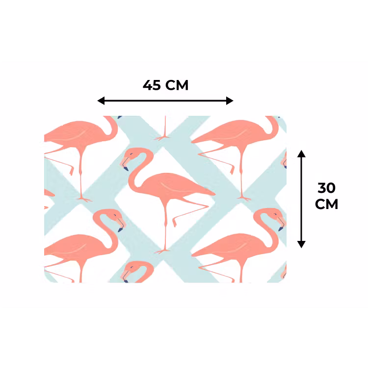 Flamingo - Mintgroen - Ruit Placemat vinyl groot 368 -specs
