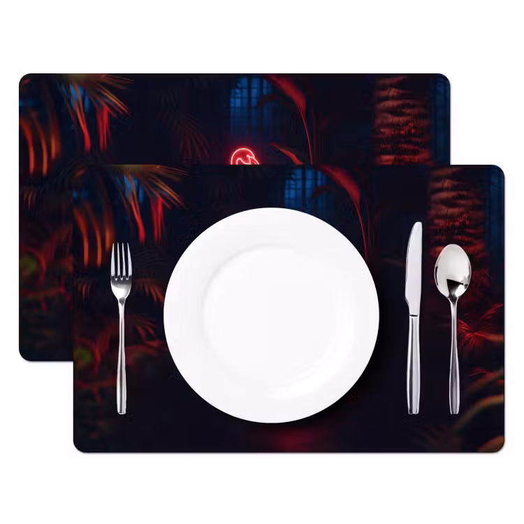 Flamingo - Roze - Neon - Licht Placemat vinyl groot -zzsfeer2_Kitchenyeah-website