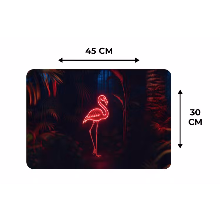 Flamingo - Roze - Neon - Licht Placemat vinyl groot -specs