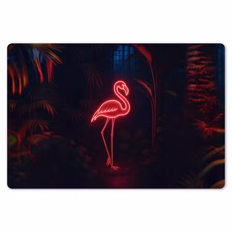 Flamingo - Roze - Neon - Licht Placemat vinyl groot -zzsfeer1_Kitchenyeah-website