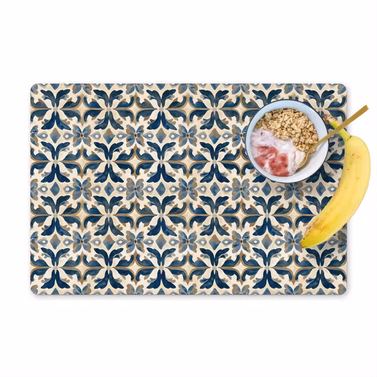 Tegel - Patroon - Blauw - Beige Placemat vinyl groot 368 -zzzproduct_Kitchenyeah-website