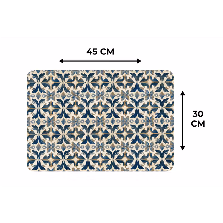 Tegel - Patroon - Blauw - Beige Placemat vinyl groot 368 -specs