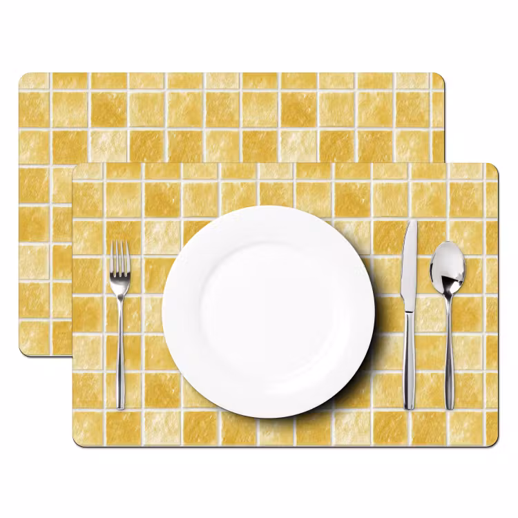 Tegels - Mozaïek - Textuur - Goudgeel Placemat vinyl groot 368 -zzsfeer2_Kitchenyeah-website