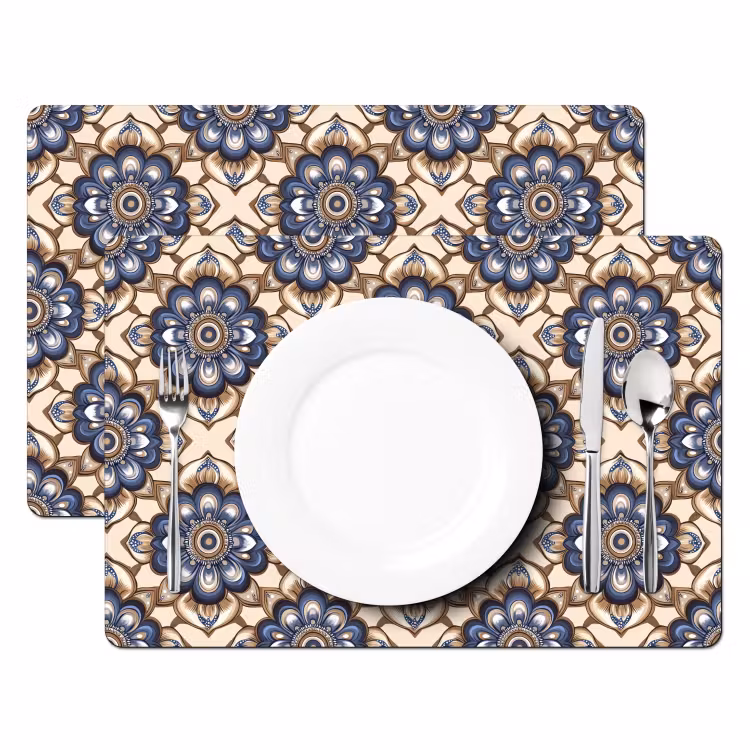 Floraal - Ornament - Blauw Placemat vinyl groot 368 -zzsfeer2_Kitchenyeah-website